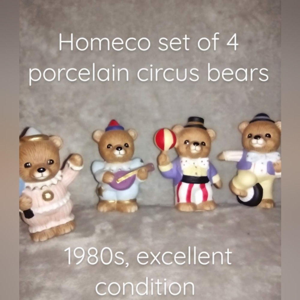 HOMECO, 4 PC. CIRCUS BEARS Figurines